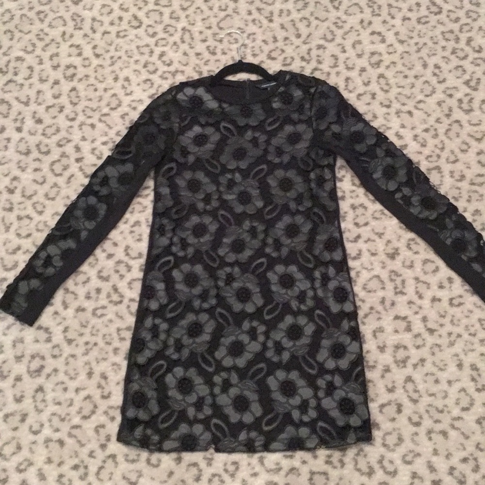 French Connection Faux Leather Laser Cut Dress